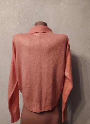 Персиковый свитер, джемпер, пуловер с узором2 фото