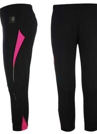 Спортивные лосины оригинальные леггинсы karrimor run capri black/pink, s/m