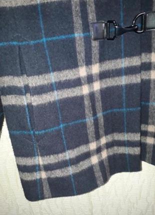 Люкс бренд gil bret синее прямое шерстяное пальто в клетку с капюшоном virgin wool3 фото