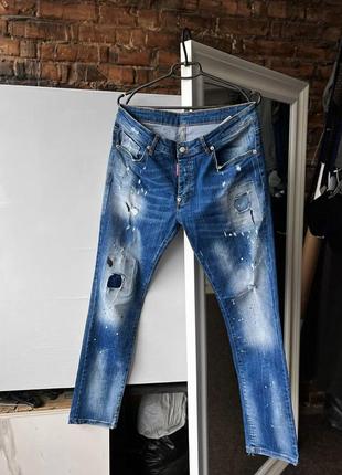 Dsquared2 men’s premium distressed blue white denim jeans премиальные джинсы1 фото