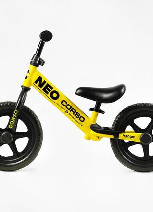 Біговел corso neo сталева рама колесо 12" eva підставка для ніг жовтий (en-40701)3 фото