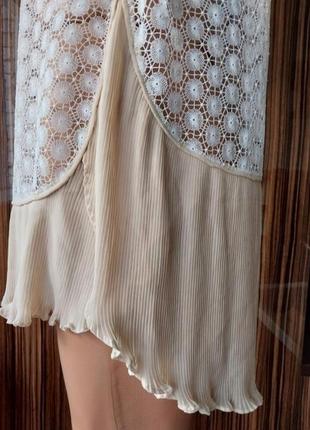 Бежевое кружевное ажурное платье премиальный люксовый бренд sandro paris5 фото