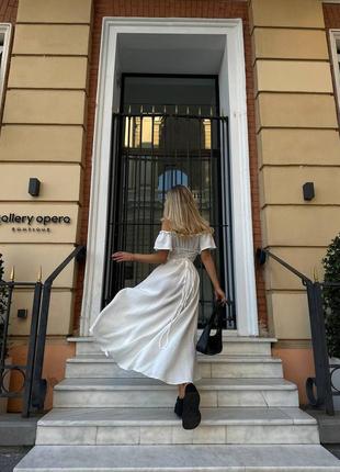Ніжна елегантна міді сукня з мусліну8 фото