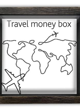 Дерев'яна копілка (скарбничка) 20*20 см "travel money box" скринька-коробка на гроші