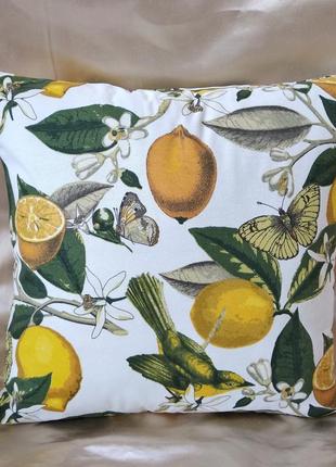Декоративная наволочка с лимонами 35*35 см с  плотной  ткани2 фото