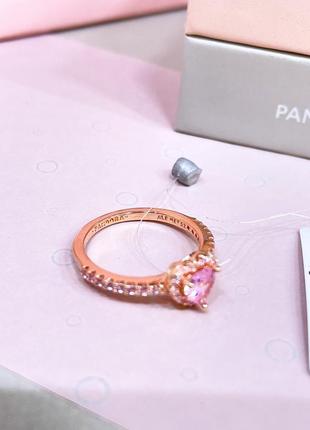Нове оригінальна бирка срібло пандора набір срібне кільце сережки рожеве серце щирі почуття камінь рожеве золото s925 ale5 фото