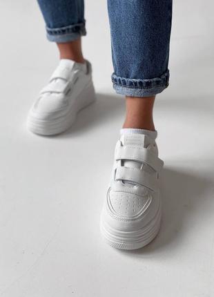 Кросівки кеди білі на липучках жіночі9 фото