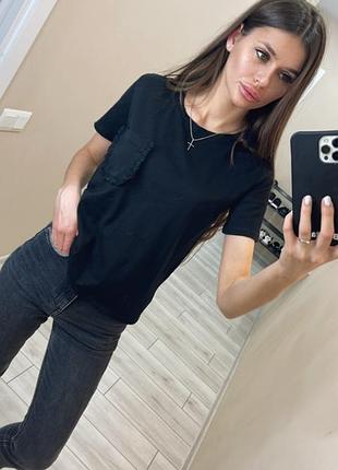 Черная футболка zara