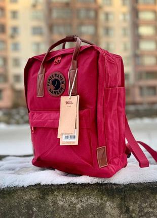 🎒бордовий рюкзак kanken classic 16l зі шкіряними ручками1 фото