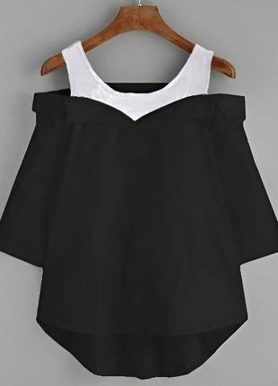 Жіноча блуза з відкритими плечима з бавовни блузка для дівчат вільна модна стильна ошатна 532495 фото