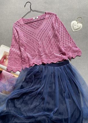 Французкая, ажурная, розовая, кофта, пуловер, джемпер, jdy, jacqueline de yong,2 фото