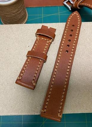 Шкіряний ремінець 20 мм. для годинника ручної роботи із італійської шкіри коричневий колір