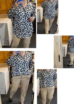 Стильная атласная блуза в трендовый анималистический принт ,zara,p.xl2 фото
