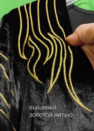 Бархатное платье с вышивкой золотистой люрексовой нитью &other stories5 фото