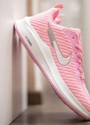 Распродажа! nike air zoom flykit кроссовки женские сетка легкие найк летние весенние демисезонные демисезон низкие розовые с белым5 фото