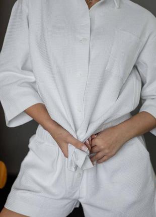 Хлопковый пижамный костюм рубашка и шорты4 фото