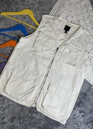 Джинсовая тонкая жилетка new look l белая хлопковая жилетка унисекс молочная безрукавка деним