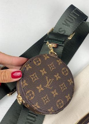 Сумка 3 в 1 женская клатч женский канва кожа зелёный ремень в стиле louis vuitton6 фото