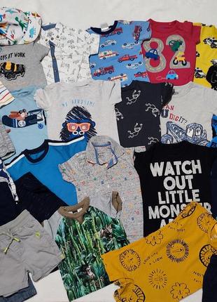 Футболка шорты песочник ромпер летние вещи комплект пакет брендовых вещей на мальчика 80-86 см 12 18 мес1 фото