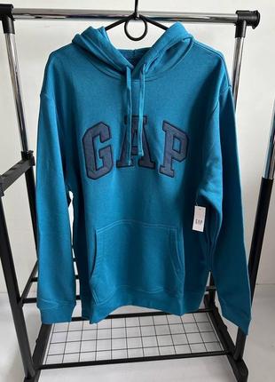 Новая оригинал худи gap кофта синяя кофта гап с капюшоном с вышитыми лого s, m, l, xl