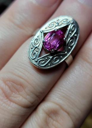 Серебряное кольцо с рубином винтаж2 фото