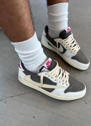 Кросівки travis scott x air jordan 1 og low 'reverse mocha'