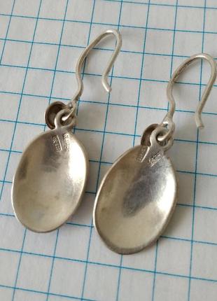 Серьги сережки кульчики ретро винтаж ссср звезда серебро 875 черненое чернь кубачи клеймо проба