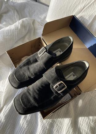 Замшеві туфлі чоловічі чорні 45-46 великий розмір натуральна замша бренд лофери
