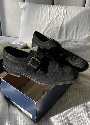 Замшевые туфли мужские черные 45-46 большой размер натуральная замша бренд лоферы9 фото