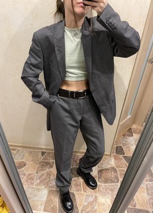 Костюм классический пиджак жакет брючный костюм брюки палаццо серый