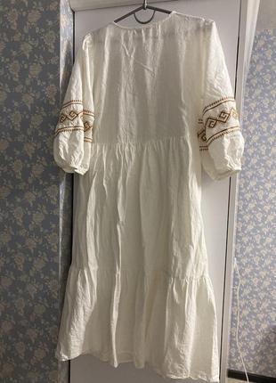 Платье вышиванка белое с вышивкой8 фото