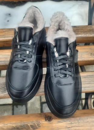 Шкіряні жіночі кросівки зимові, натуральні утеплені кросівки,прошиті !4 фото