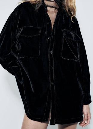 Сорочка оксамитова zara oversize1 фото