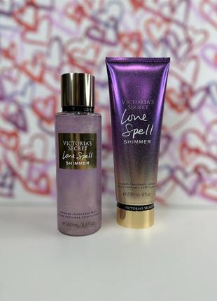 Парфумований спрей та лосьйон для тіла victoria’s secret love spell shimmer