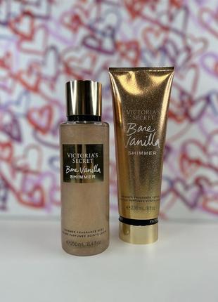 Парфюмированный спрей и лосьон для тела victoria’s secret bare vanilla shimmer1 фото