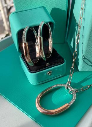 Новинка !!! брендовый комплект серьги , подвеска в стиле tiffany&co (тиффани)♥️