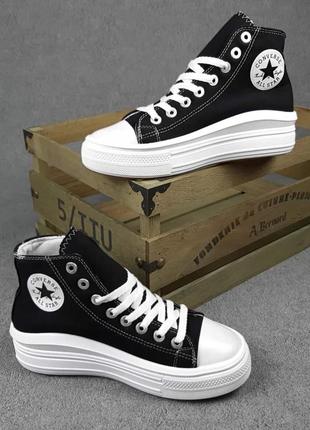 Жіночі кеди converse chuck taylor move high black white чорного з білим кольорів