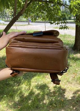 Женский рюкзак-сумка из кенгуру, женская минибана рюкзак на плечо эко кожа коричневый5 фото