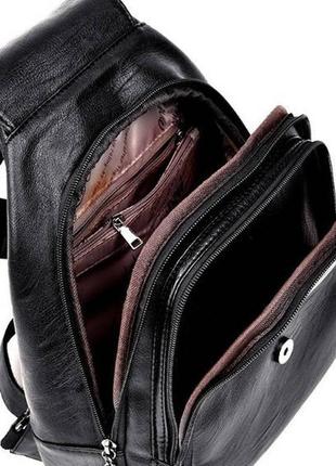 Женский рюкзак-сумка из кенгуру, женская минибана рюкзак на плечо эко кожа коричневый7 фото