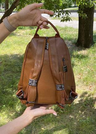 Женский рюкзак-сумка из кенгуру, женская минибана рюкзак на плечо эко кожа коричневый6 фото