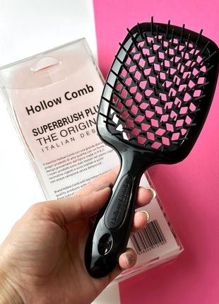 Гребінець для волосся superbrush plus hollow comb, чорний3 фото