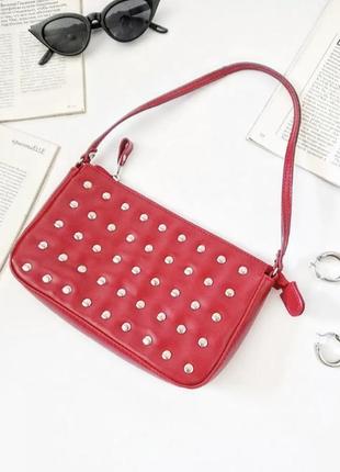 Трендовая маленькая красная сумочка/сумка на короткой ручке topshop7 фото