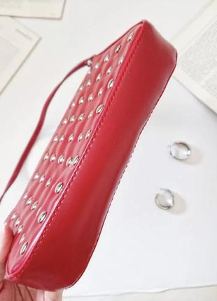 Трендовая маленькая красная сумочка/сумка на короткой ручке topshop6 фото