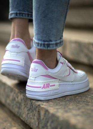 Женские шикарные кроссовки nike air force 1 shadow / натуральная кожа найк3 фото