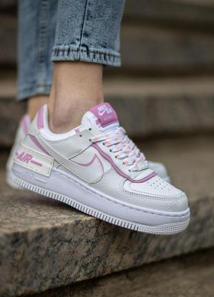 Женские шикарные кроссовки nike air force 1 shadow / натуральная кожа найк2 фото