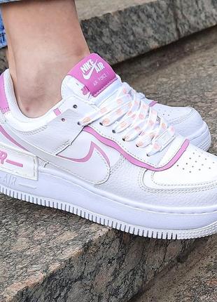 Женские шикарные кроссовки nike air force 1 shadow / натуральная кожа найк4 фото