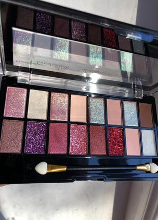Lcf palette 16 colors for makeup палетка набор теней блестки глиттер для век макияжа лица тени хамелеон матовые шиммерные блестящие фиолетовые красные