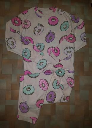 Яскрава тепла піжама фліс, комплект пончики primark р-р хl