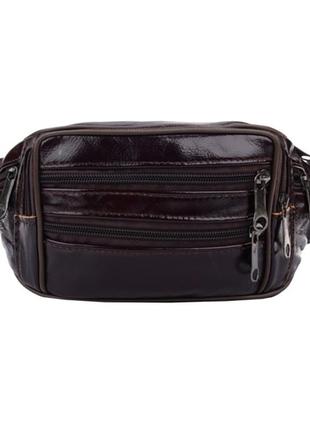Чоловіча шкіряна сумка на пояс borsa leather 1t167m-brown