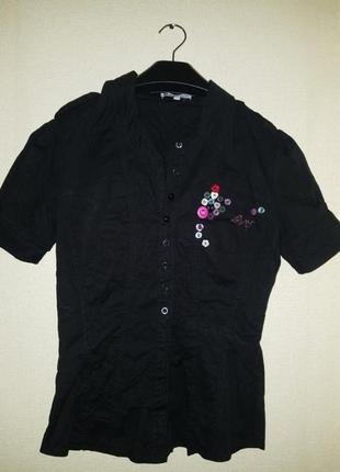 Чёрная котоновая итальянская рубашка